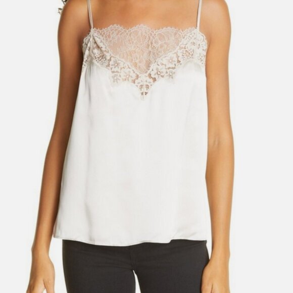 CAMI NYC The Candice Lace Trip Silk Camisole Oat - Picture 1 of 9